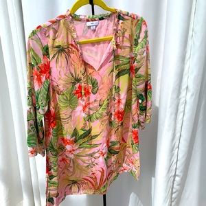 J Jill cover up dress 3/4 bell sleeve sz xs beachy